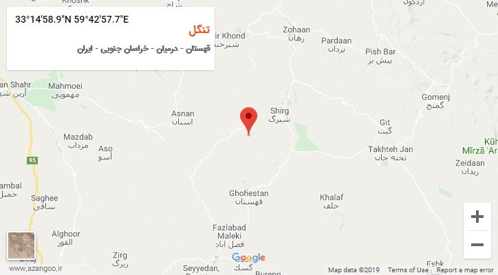 روستای تنگل بر روی نقشه