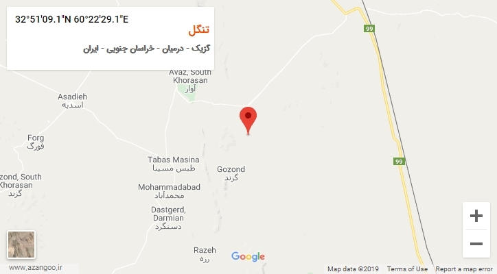 روستای تنگل بر روی نقشه