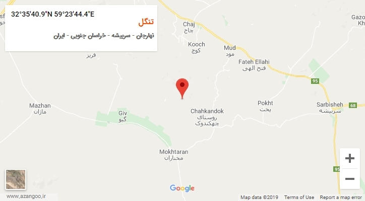 روستای تنگل بر روی نقشه