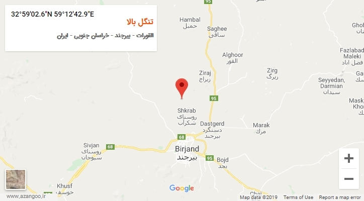 روستای تنگل بالا بر روی نقشه