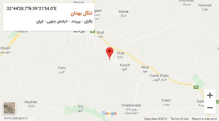 روستای تنگل بهدان بر روی نقشه