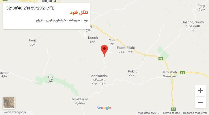 روستای تنگل فنود بر روی نقشه