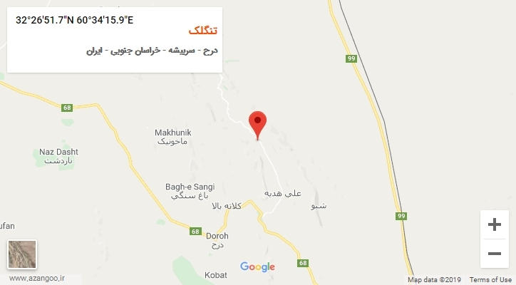 روستای تنگلک بر روی نقشه
