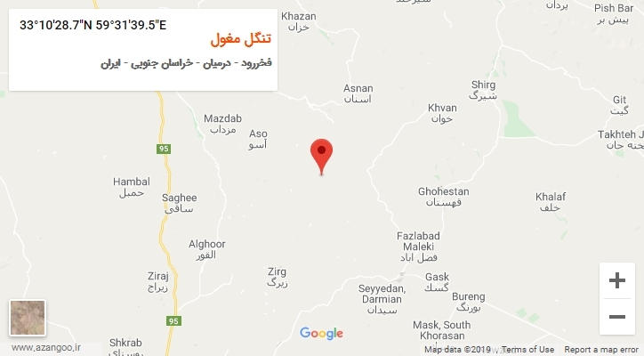 روستای تنگل مغول بر روی نقشه