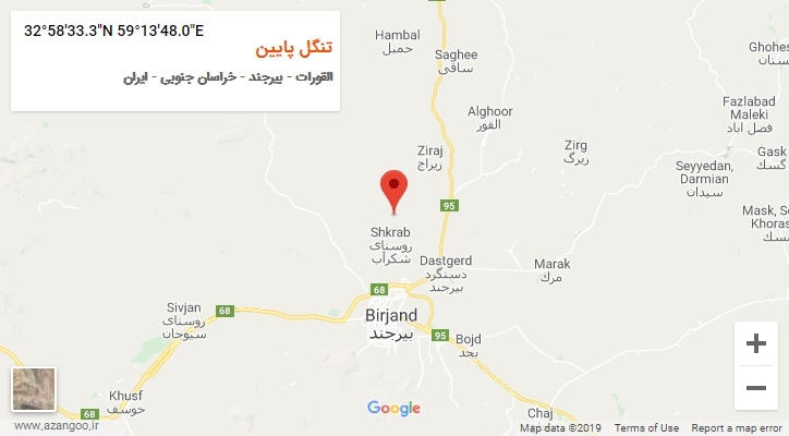 روستای تنگل پایین بر روی نقشه