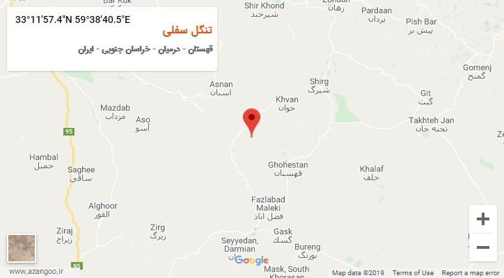 روستای تنگل سفلی بر روی نقشه