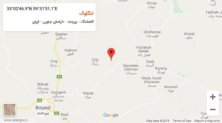 روستای تنگلوک بر روی نقشه