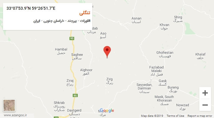 روستای تنگلی بر روی نقشه