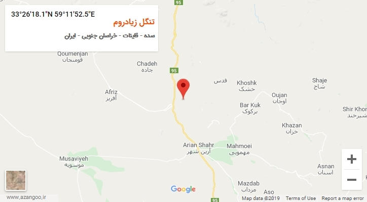 روستای تنگل زیادروم بر روی نقشه