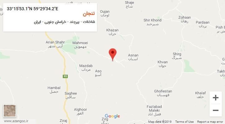 روستای تنجان بر روی نقشه