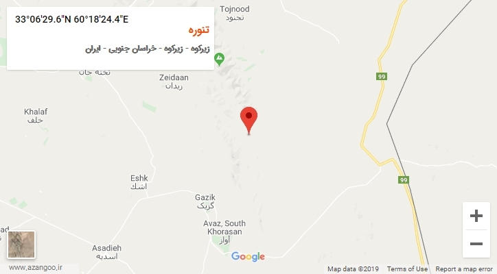 روستای تنوره بر روی نقشه