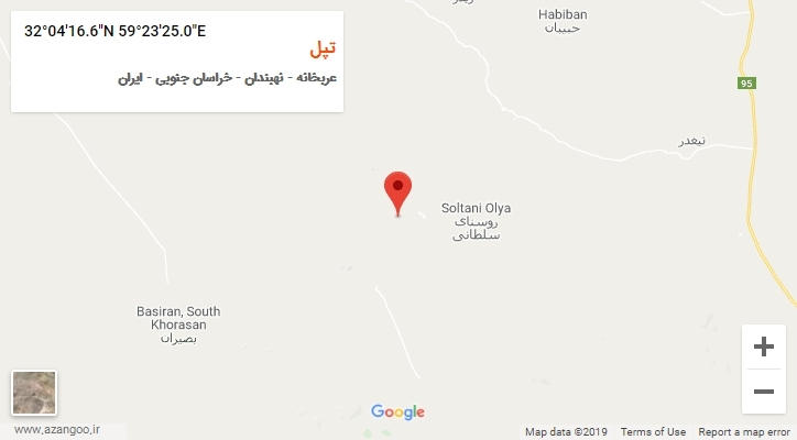 روستای تپل بر روی نقشه