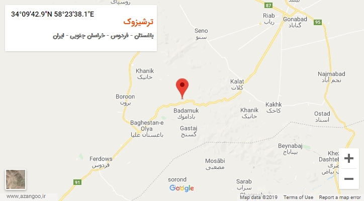 روستای ترشیزوک بر روی نقشه
