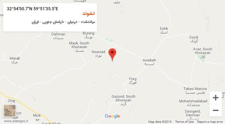 روستای تشوند بر روی نقشه