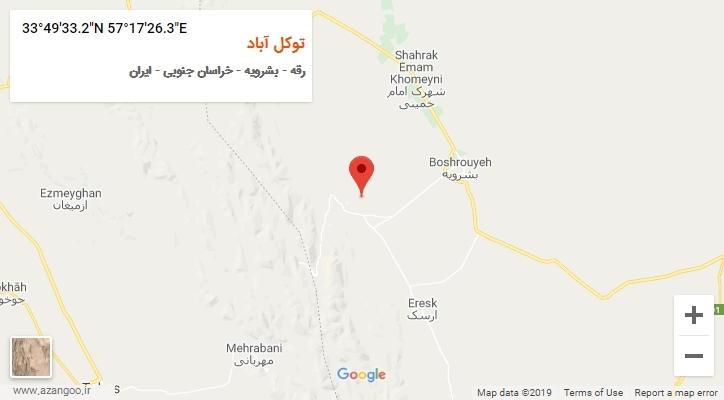 روستای توکل آباد بر روی نقشه