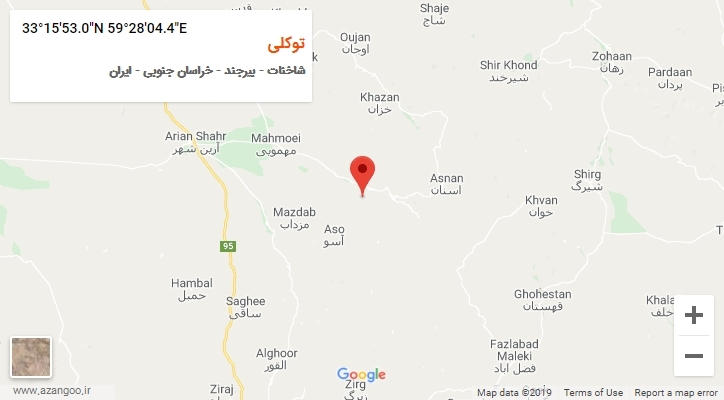 روستای توکلی بر روی نقشه