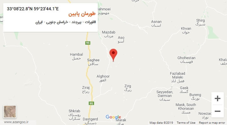 روستای طورمان پایین بر روی نقشه