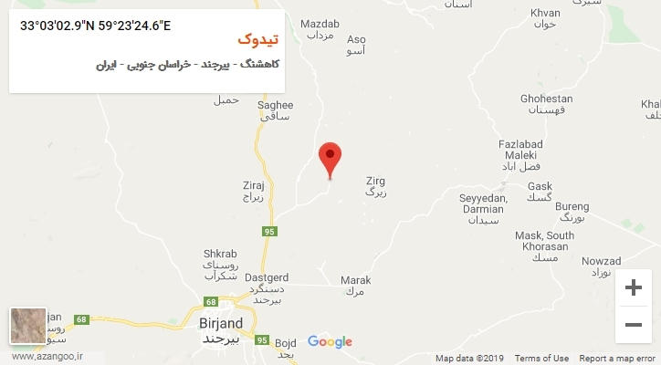 روستای تیدوک بر روی نقشه