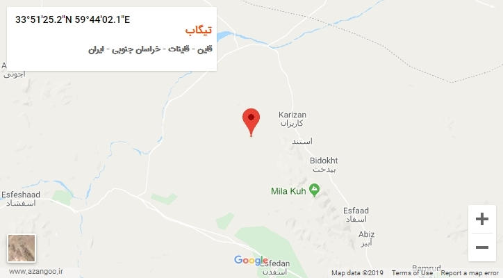 روستای تیگاب بر روی نقشه