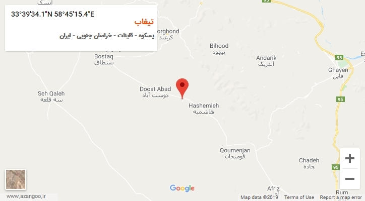 روستای تیغاب بر روی نقشه