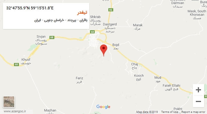 روستای تیغدر بر روی نقشه