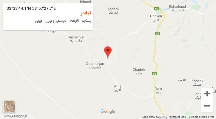روستای تیغدر بر روی نقشه