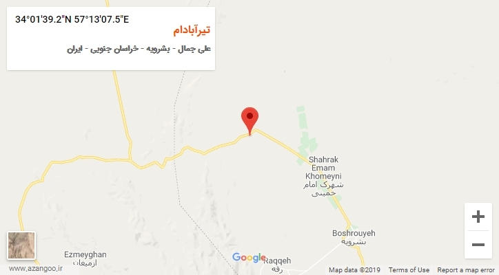 روستای تیرآبادام بر روی نقشه