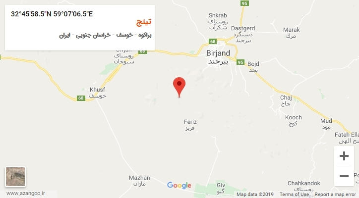 روستای تیتج بر روی نقشه