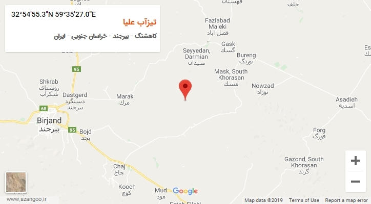 روستای تیزآب علیا بر روی نقشه