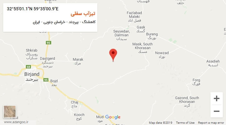 روستای تیزآب سفلی بر روی نقشه