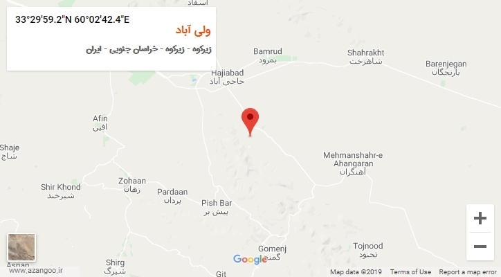 روستای ولی آباد بر روی نقشه