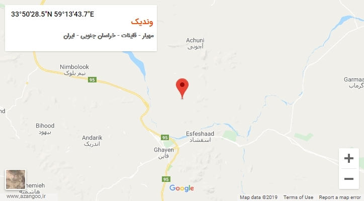 روستای وندیک بر روی نقشه