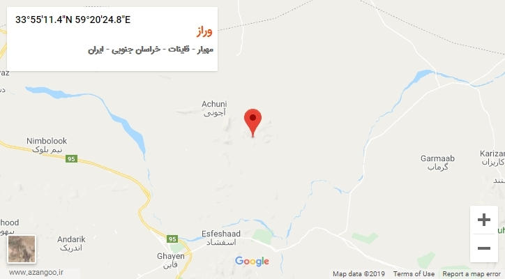 روستای وراز بر روی نقشه