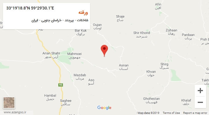 روستای ورقنه بر روی نقشه