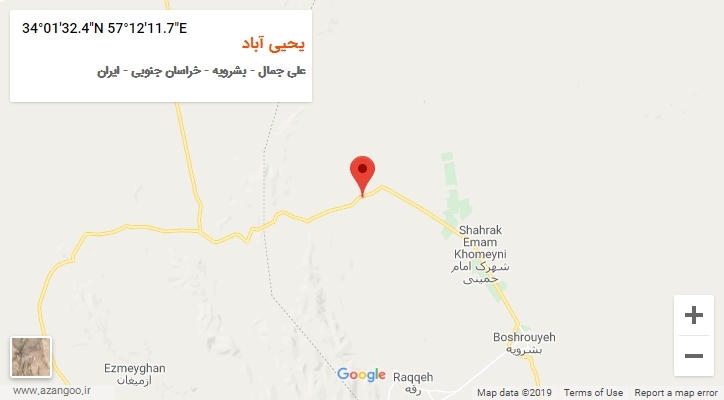 روستای یحیی آباد بر روی نقشه