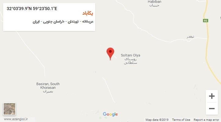 روستای یکآباد بر روی نقشه