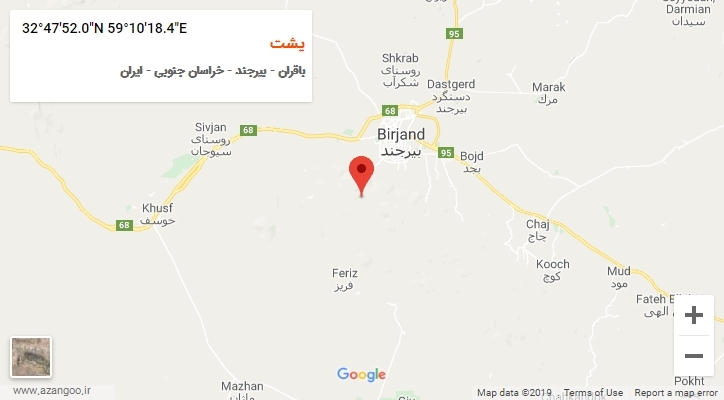 روستای یشت بر روی نقشه