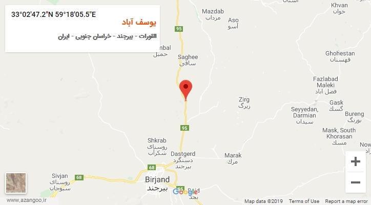 روستای یوسف آباد بر روی نقشه