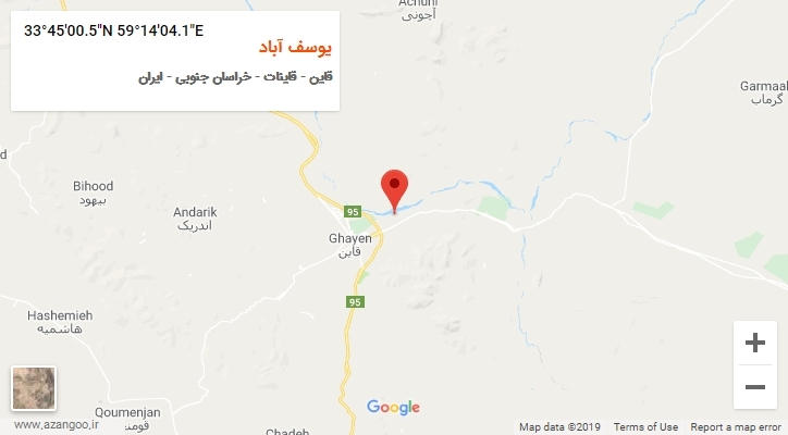 روستای یوسف آباد بر روی نقشه