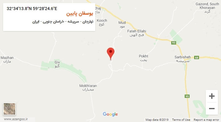 روستای یوسفان پایین بر روی نقشه