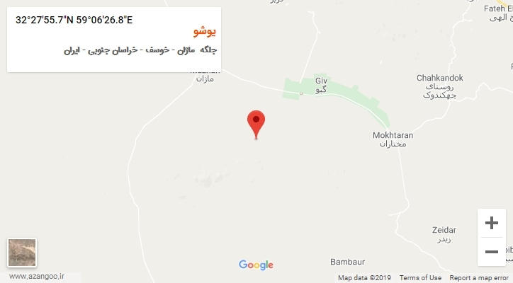 روستای یوشو بر روی نقشه