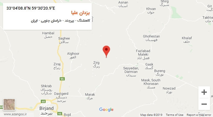روستای یزدان علیا بر روی نقشه