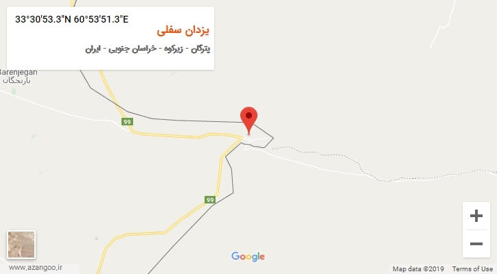 روستای یزدان سفلی بر روی نقشه