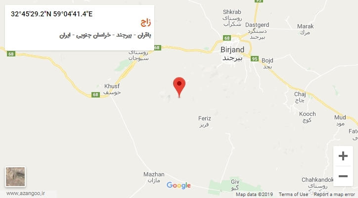 روستای زاج بر روی نقشه
