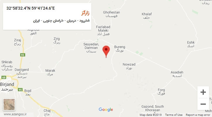 روستای زارگز بر روی نقشه
