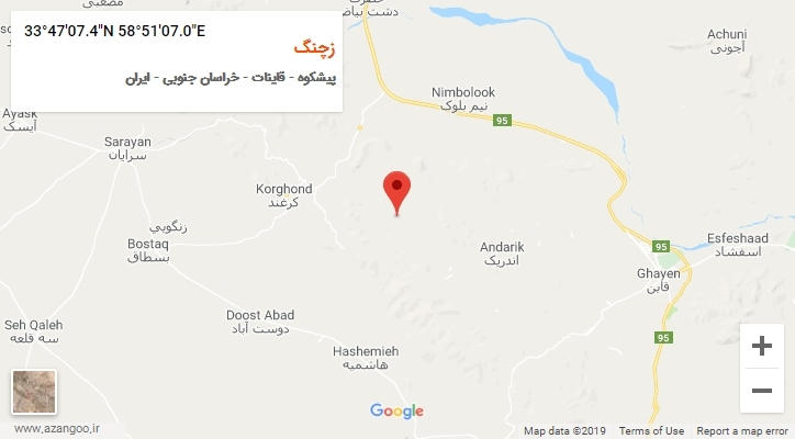 روستای زچنگ بر روی نقشه