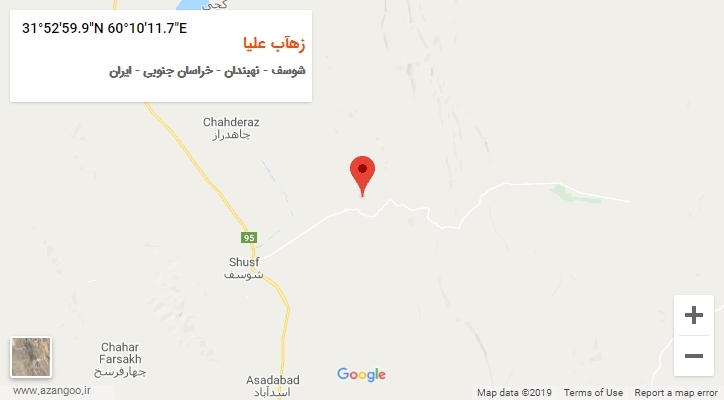 روستای زهآب علیا بر روی نقشه