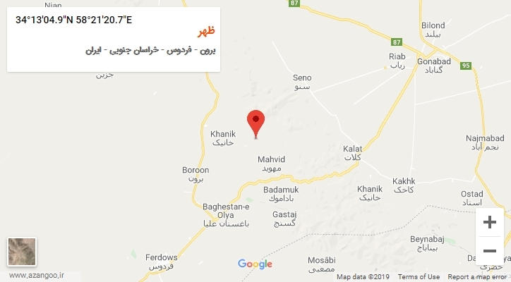 روستای ظهر بر روی نقشه