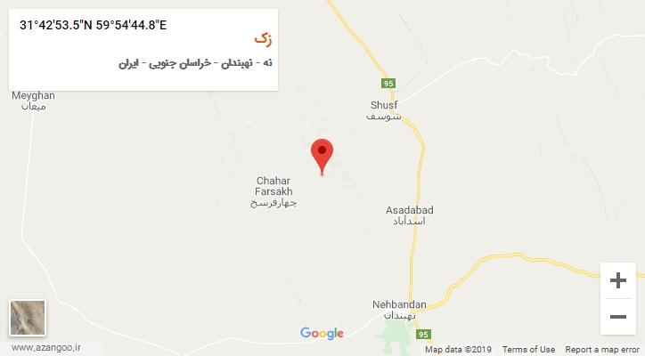 روستای زک بر روی نقشه