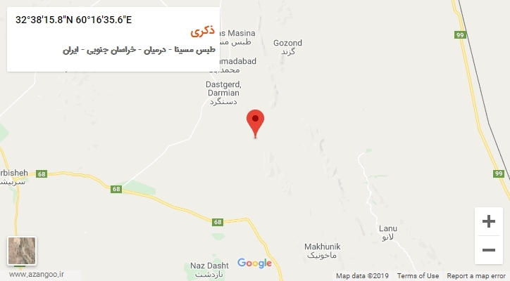 روستای ذکری بر روی نقشه